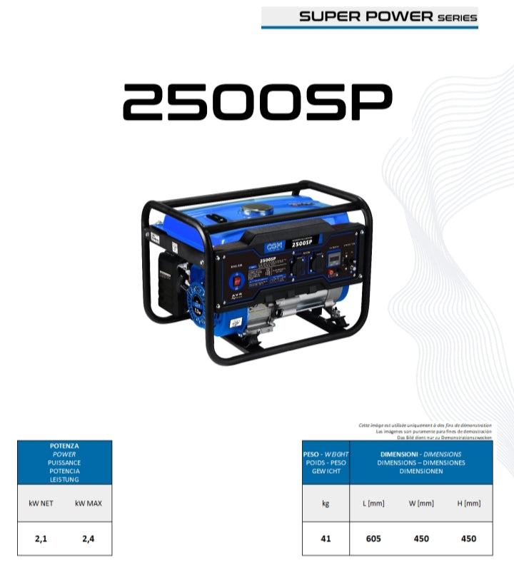 Generatore 2400 w 4 tempi benzina cgm 2500sp potenza continua 2100 w con avr