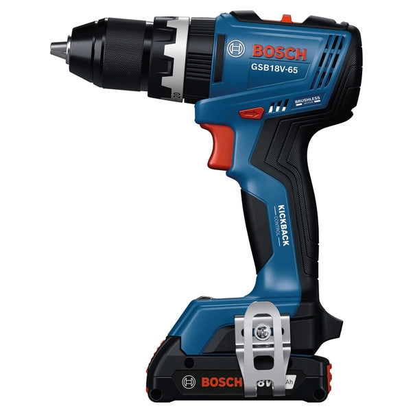 Trapano battente bosch 18v gsb18v-65 pro brushless 1 batteria 2 ah e 1 batteria 4 ah peso 1,12kg