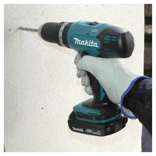 Trapano battente makita 18 v dhp453rfj 2 batterie litio 3,0 ah peso 1,4 kg